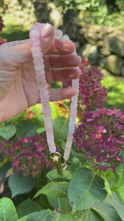 Necklace: Morganite with Chunky Brass