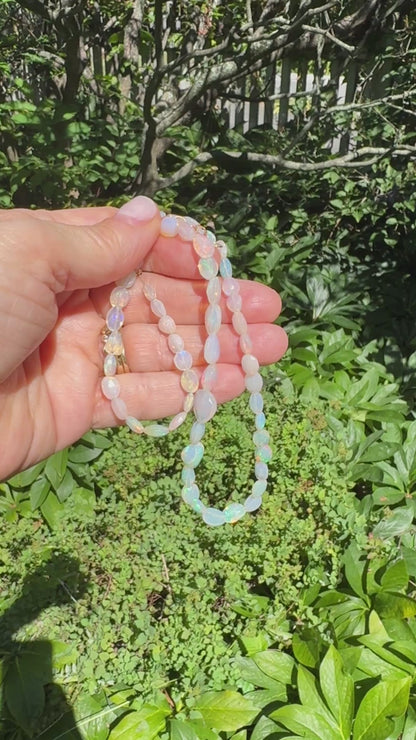 Necklace: White Oval Opals
