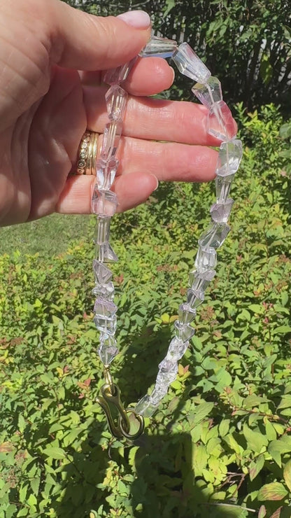 Necklace: Pink Amethyst with Chunky Brass