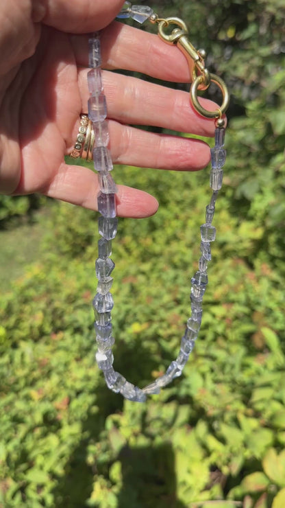 Necklace: Iolite Faceted Nuggets and Chunky Brass